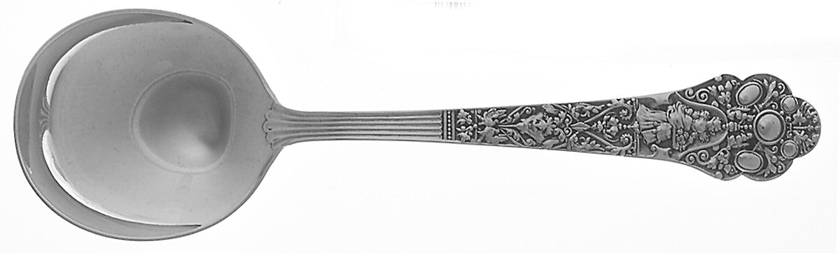 Medici-Old (Sterling, 1880, No Monograms) Round Bowl Soup Spoon (Gumbo) by Gorham Silver-1