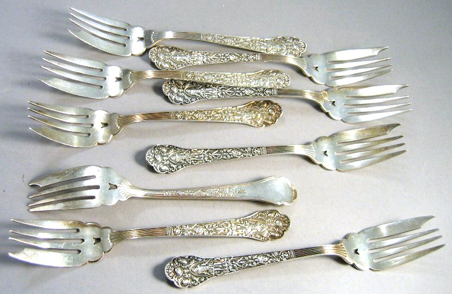 Medici-Old (Sterling, 1880, No Monograms) Pastry Fork by Gorham Silver-1