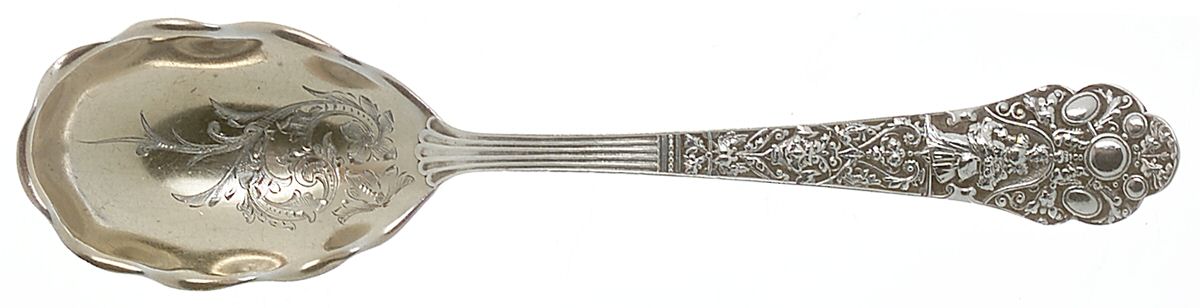 Medici-Old (Sterling, 1880, No Monograms) Large Bright Cut Jelly Spoon by Gorham Silver-1