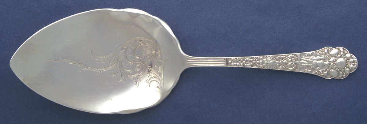 Medici-Old (Sterling, 1880, No Monograms) Large Solid Bright Cut Pie Knife by Gorham Silver-1