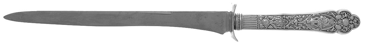 Medici-Old (Sterling, 1880, No Monograms) Large Carving/Roast Knife StnlBl w/Sterling Guard by Gorham Silver-1