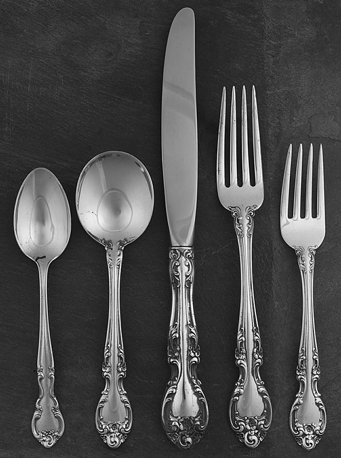 Melrose (Sterling, 1948, No Monograms) 5 Piece Dinner Size Setting by Gorham Silver-1