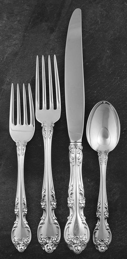 Melrose (Sterling, 1948, No Monograms) 4 Piece Dinner Size Setting by Gorham Silver-1