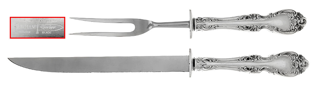 Melrose (Sterling, 1948, No Monograms) Small 2-Piece Steak Carving Set w/Stainless Blade by Gorham Silver-1