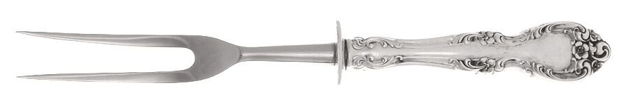 Melrose (Sterling, 1948, No Monograms) Large Stainless-Prong Roast Carving Fork by Gorham Silver-1