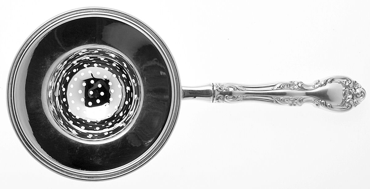 Melrose (Sterling, 1948, No Monograms) Individual Overcup Tea Strainer with Silverplate Bowl by Gorham Silver-1
