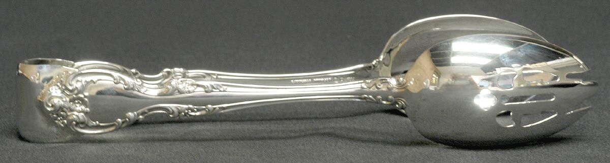 Melrose (Sterling, 1948, No Monograms) Salad Tongs Solid HC by Gorham Silver-1