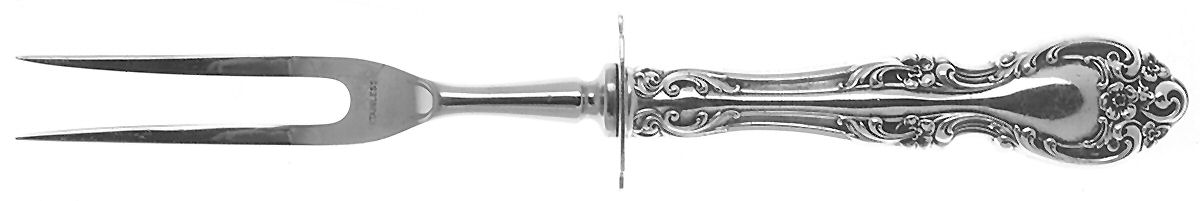 Melrose (Sterling, 1948, No Monograms) Small Steak Carving Fork with Stainless Prongs by Gorham Silver-1