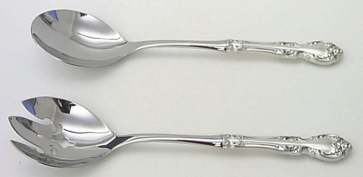 Melrose (Sterling, 1948, No Monograms) 2 Pc Salad Set with Stainless Bowl by Gorham Silver-1