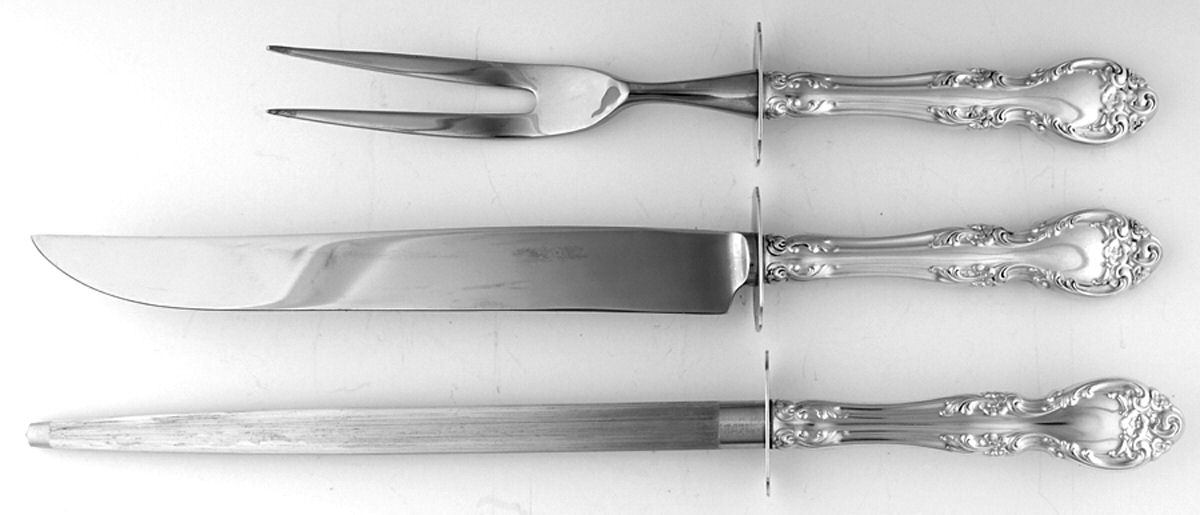 Melrose (Sterling, 1948, No Monograms) Small Steak 3-Piece Carving Set w/Stainless Blade by Gorham Silver-1