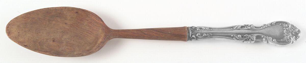 Melrose (Sterling, 1948, No Monograms) Salad Serving Spoon with Wooden Bowl by Gorham Silver-1