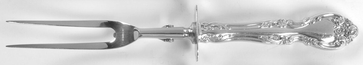 Melrose (Sterling, 1948, No Monograms) Large Stainless-Prong Roast Carving Fork by Gorham Silver-1