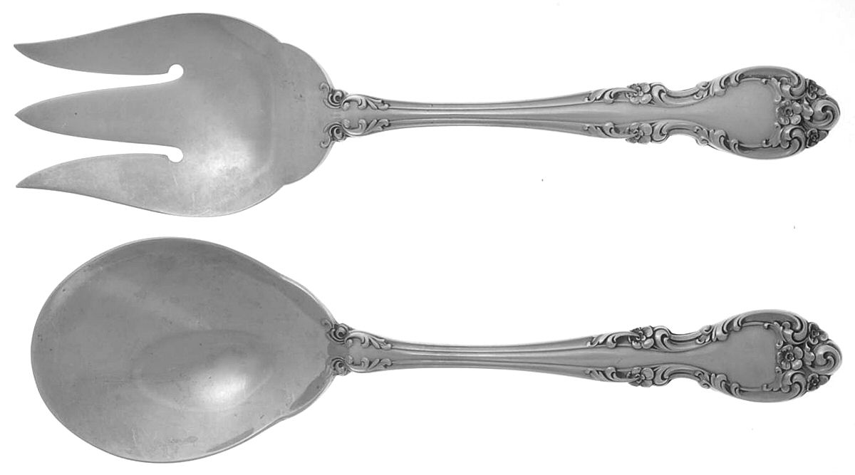 Melrose (Sterling, 1948, No Monograms) (2 Pc) Solid Salad Set by Gorham Silver-1