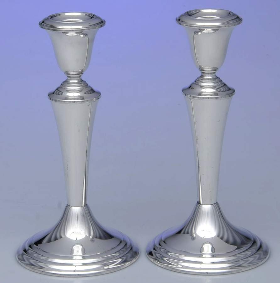 Sterling Hollowware Pair of 7" Weighted Candlestick by Gorham Silver-1