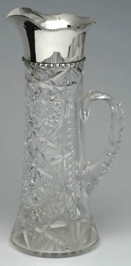 Sterling Hollowware 40oz Glass Claret Jug W/Sterling Rim by Gorham Silver-1