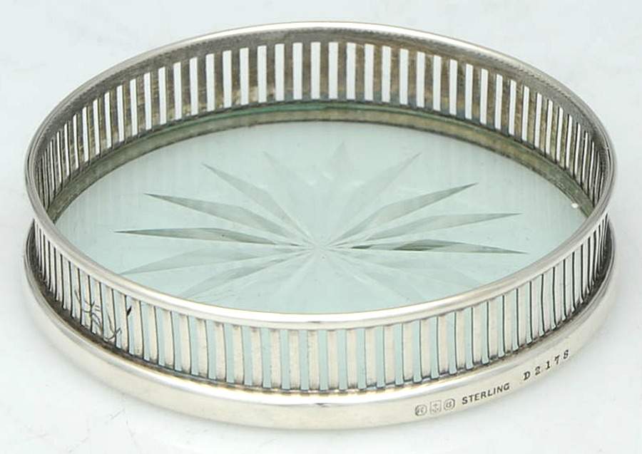 Sterling Hollowware Crystal Coaster with Sterling Rim by Gorham Silver-1