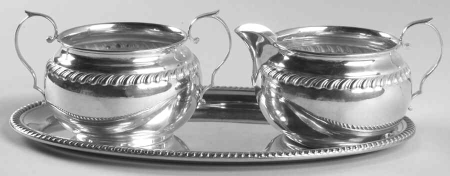 Sterling Hollowware Sterling Creamer, Open Sugar and Tray Set by Gorham Silver-1
