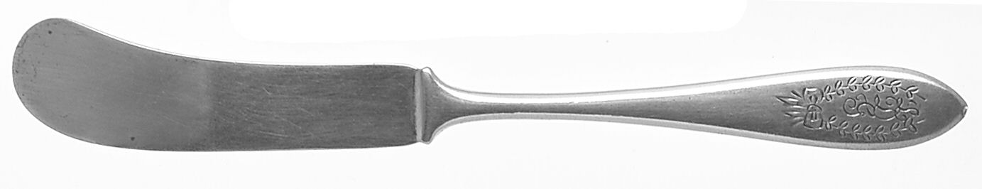 Mothers-Engraved (Sterling, 1875) Monogram Flat Handle Butter Spreader by Gorham Silver-1