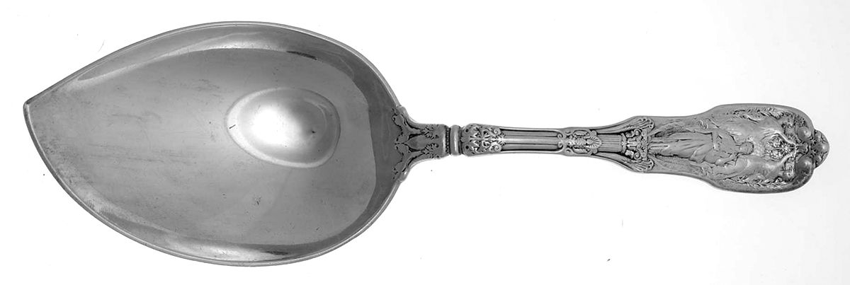 Mythologique (Sterling, 1894, Old, NoBeads, NoFaceBow) Vegetable Serving Spoon (Solid) by Gorham Silver-1