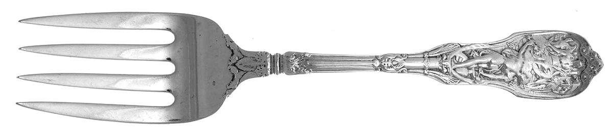 Mythologique (Str, 1894, Old, Mono, NoBeads, Noface Solid Serving Fork by Gorham Silver-1