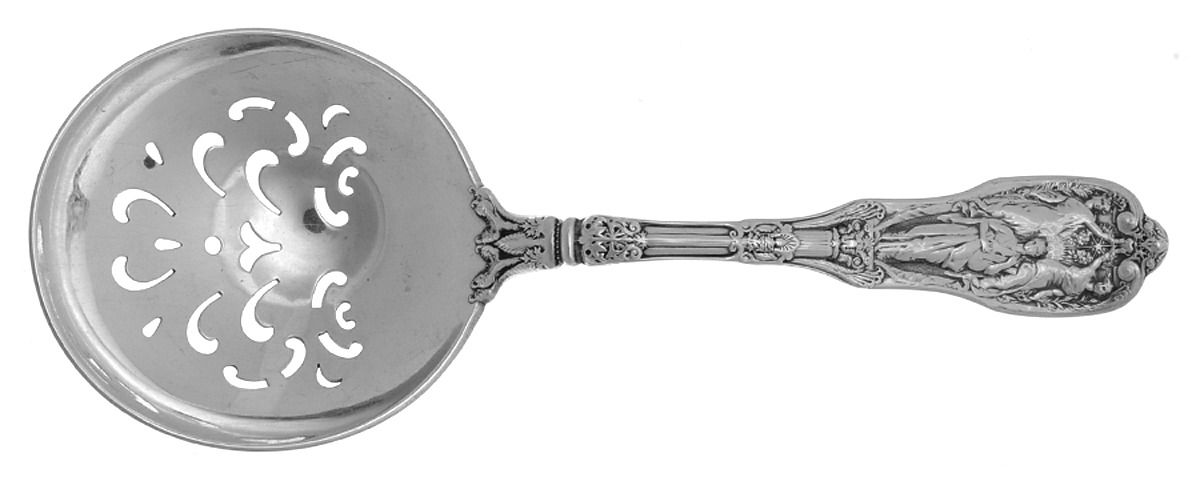 Mythologique (Sterling, 1894, Old, NoBeads, NoFaceBow) Pierced Berry/Casserole Spoon by Gorham Silver-1