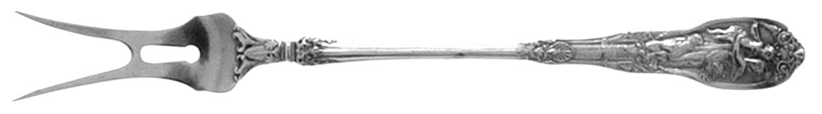 Mythologique (Sterling, 1894, Old, NoBeads, NoFaceBow) Two-Tine Butter Pick by Gorham Silver-1