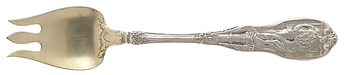 Mythologique (Sterling, 1894, Old, NoBeads, NoFaceBow) Small Ice Cream Fork by Gorham Silver-1