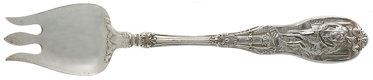 Mythologique (Sterling, 1894, Old, NoBeads, NoFaceBow) Ice Cream Fork by Gorham Silver-1