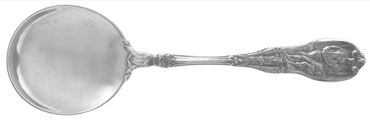 Mythologique (Sterling, 1894, Old, NoBeads, NoFaceBow) Round Bowl Soup Spoon (Cream Soup) by Gorham Silver-1