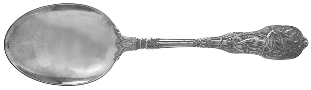 Mythologique (Sterling, 1894, Old, NoBeads, NoFaceBow) Solid Serving Spoon by Gorham Silver-1