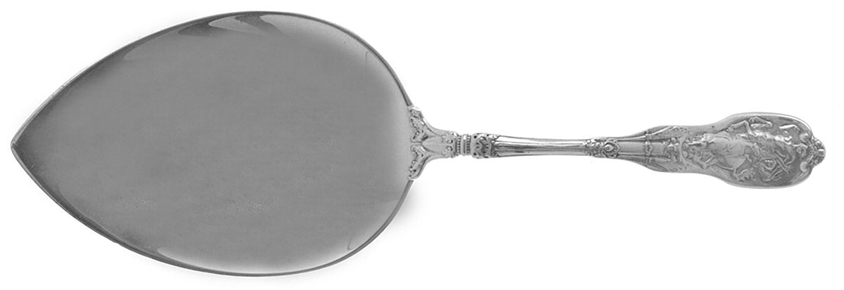 Mythologique (Sterling, 1894, Old, NoBeads, NoFaceBow) Large Solid Pie Knife by Gorham Silver-1