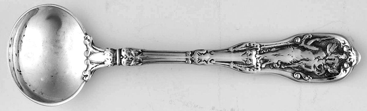 Mythologique (Sterling, 1894, Old, NoBeads, NoFaceBow) Master Salt Spoon by Gorham Silver-1
