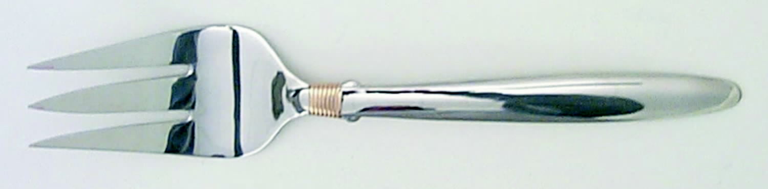 Narragansett Gold (Stainless, Gold Accent, Wings) Medium Solid Cold Meat Serving Fork by Gorham Silver-1