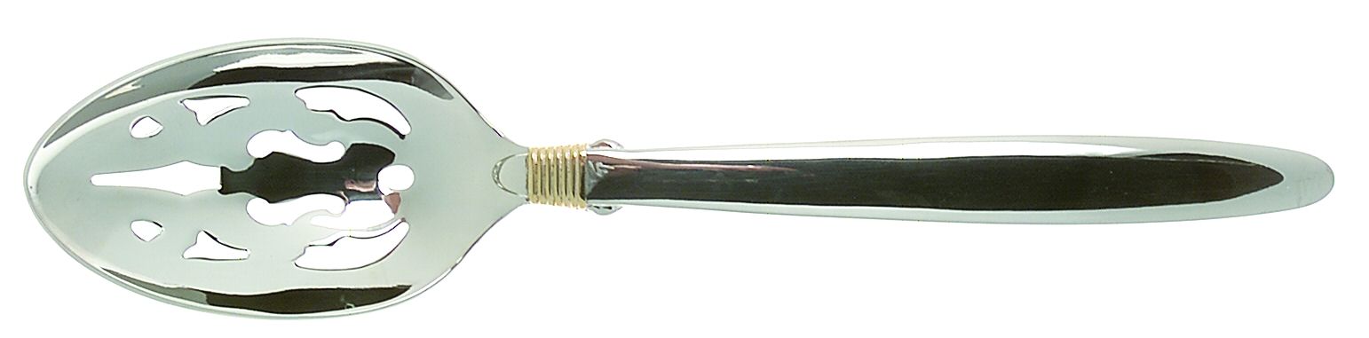 Narragansett Gold (Stainless, Gold Accent, Wings) Pierced Tablespoon (Serving Spoon) by Gorham Silver-1