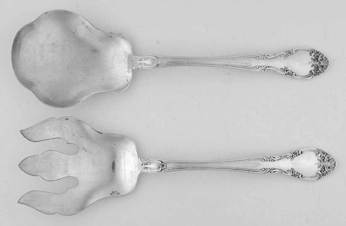 New Elegance (Silverplate, 1947) (2 Pc) Solid Salad Set by Gorham Silver-1