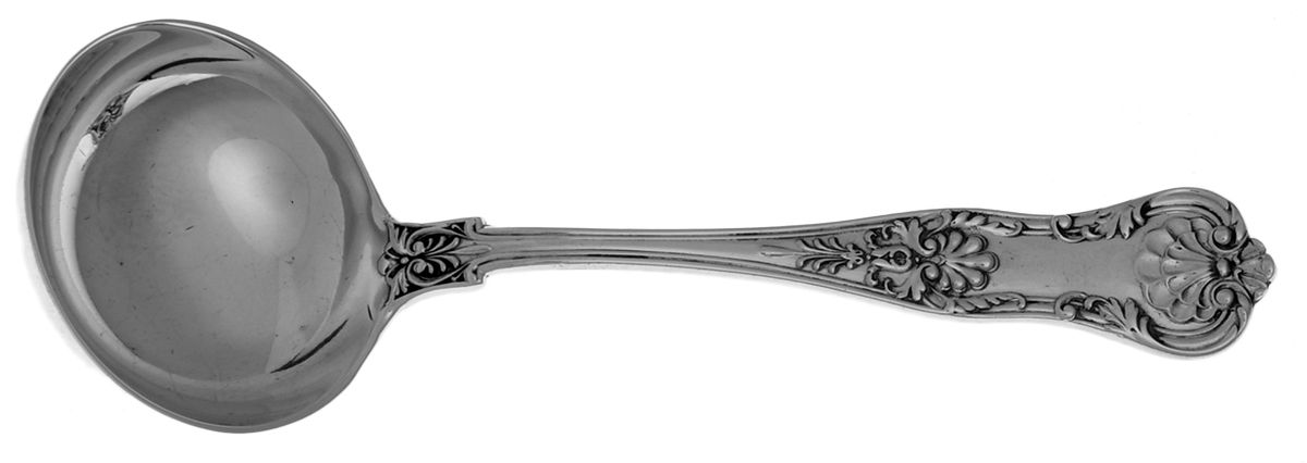 New Queens (Sterling, 1895) Round Bowl Soup Spoon (Bouillon) by Gorham Silver-1