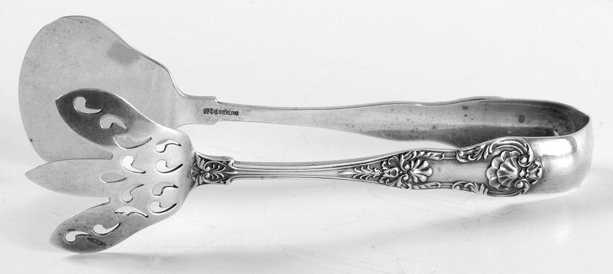 New Queens (Sterling, 1895) Large Solid Sandwich Tongs by Gorham Silver-1