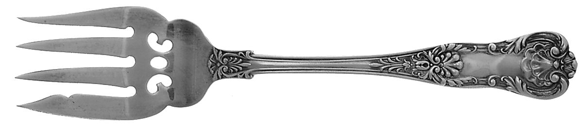 New Queens (Sterling, 1895) Fork-Cold Meat/Servg-Sm/Solid by Gorham Silver-1