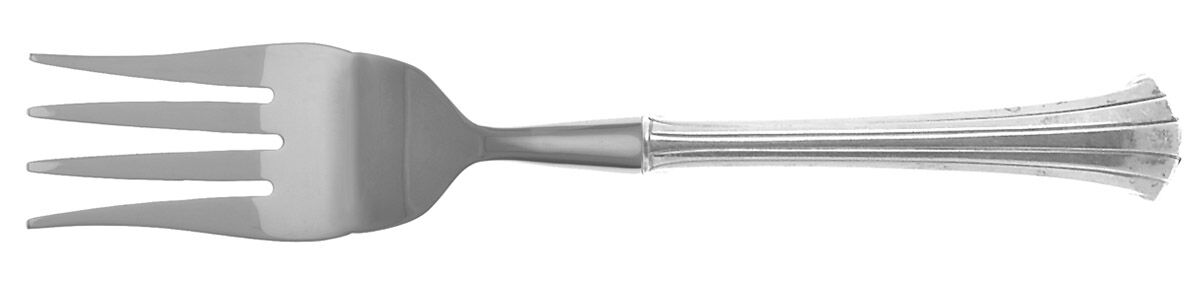 Newport Scroll (Sterling, 1983) Cold Meat Fork Large, Stainless Tines HC by Gorham Silver-1