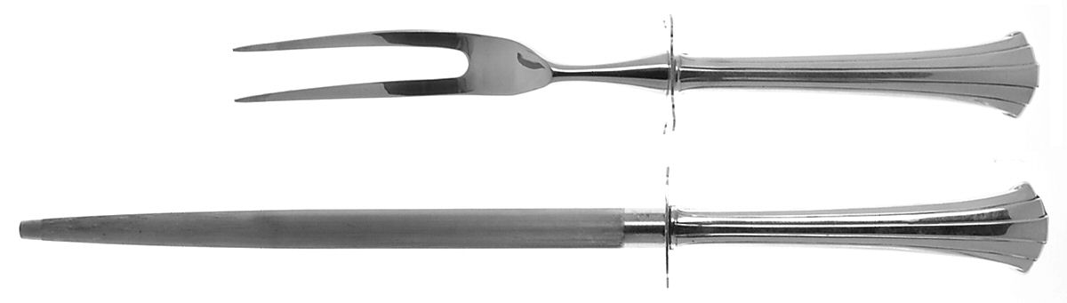 Newport Scroll (Sterling, 1983) (2 Pc)Carving Set-Lg Stnbl/Roast w/Sterling Guard by Gorham Silver-1