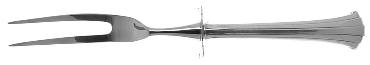 Newport Scroll (Sterling, 1983) Lg Carving/Roast Fork-Stn Prong w/Sterling Guard by Gorham Silver-1