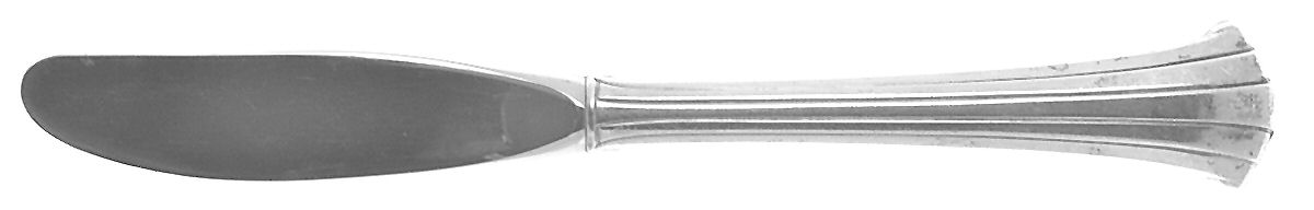 Newport Scroll (Sterling, 1983) Modern Hollow Butter Spreader (Stainless) by Gorham Silver-1