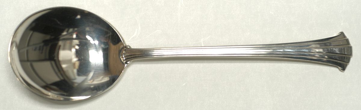 Newport Scroll (Sterling, 1983) Round Bowl Soup Spoon (Cream Soup) by Gorham Silver-1