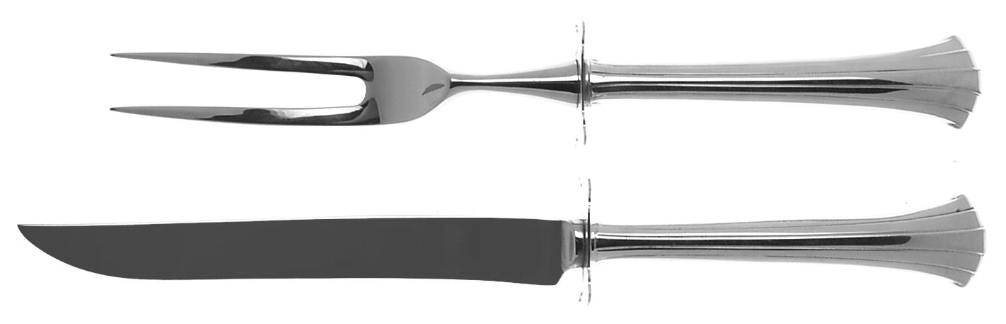 Newport Scroll (Sterling, 1983) 2 Piece Small Carving Set W/ Sterling Guard by Gorham Silver-1