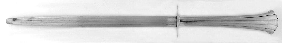 Newport Scroll (Sterling, 1983) Large Knife Sharpener-Steel Rod w/Sterling Guard by Gorham Silver-1