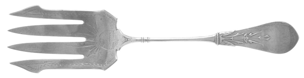 New Tipt (Sterling, 1871) Small Fish Serving Knife, Bright Cut Solid Piece by Gorham Silver-1