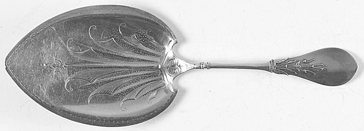 New Tipt (Sterling, 1871) Large Solid Bright Cut Pie Knife by Gorham Silver-1