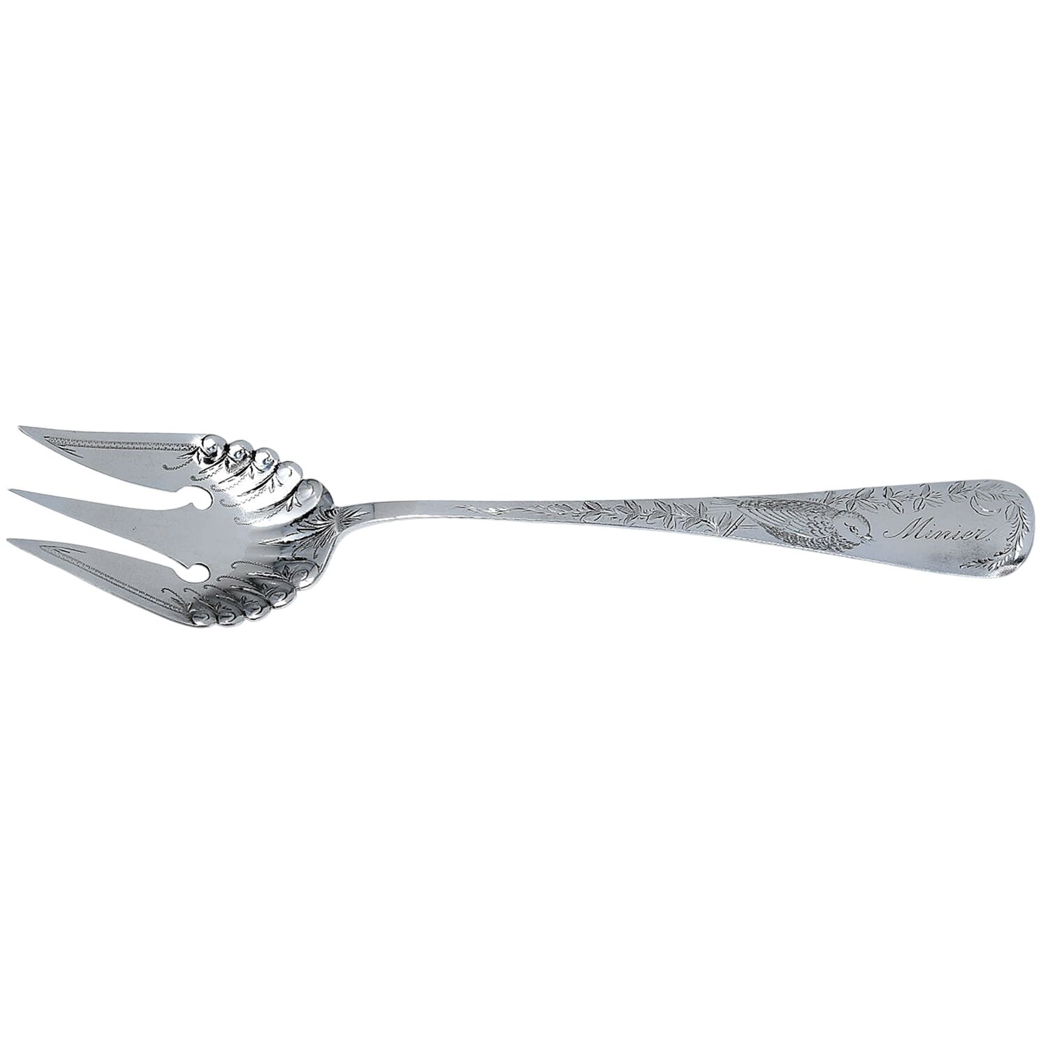 Nightingale (Sterling, 1885, No Monograms) Solid Salad Serving Fork by Gorham Silver-1