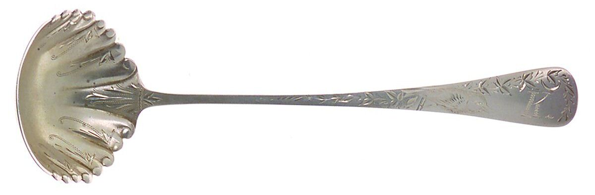 Nightingale (Sterling, 1885, No Monograms) Solid Bright Cut Cream Ladle by Gorham Silver-1