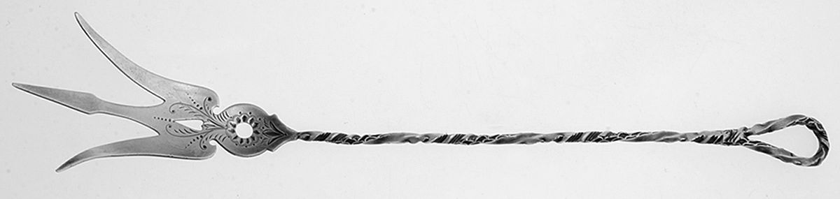 No. 432 (Sterling, 1885) Bright Cut Large Lettuce Serving Fork by Gorham Silver-1